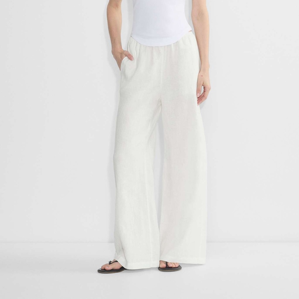 Aritzia Cream Wide-Leg Pants